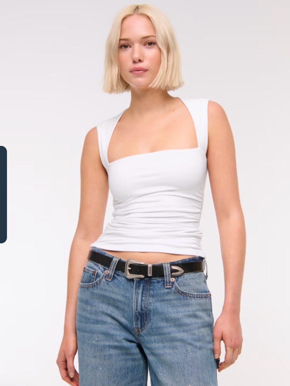 Abercrombie Ava White Square Neck Tank Top